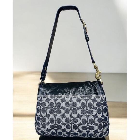 Y2K Coach 12572 Signature Denim Bleecker Flap Bag & Matching Large Wallet - Picture 3 of 16